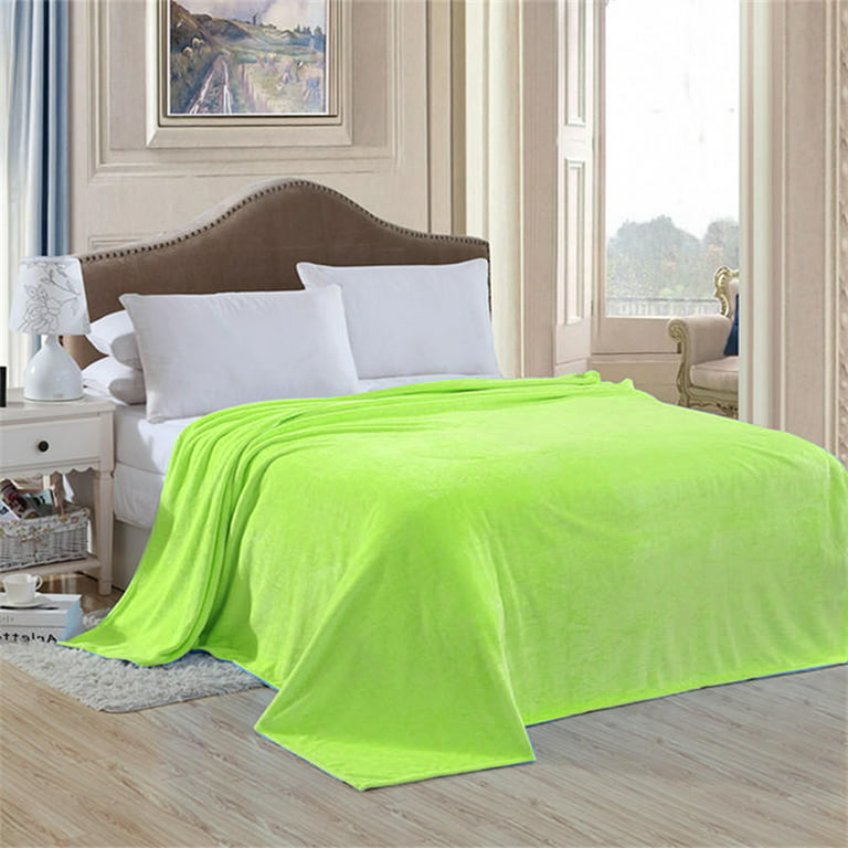 Howarmer Green Fuzzy Bed Blanket, Throw Twin Soft Flannel Fleece Blankets, All Season Lightweight Warm Bed Throws, 60 x 80 inch, Size: 60x80 - Twin