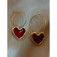 thumbnail image 2 of 2 Pieces of Trendy Wine Red Heart-shaped Earrings for Women, Outdoor Travel, Carnival, Party, Holiday Dressing Gifts-8833, 2 of 5