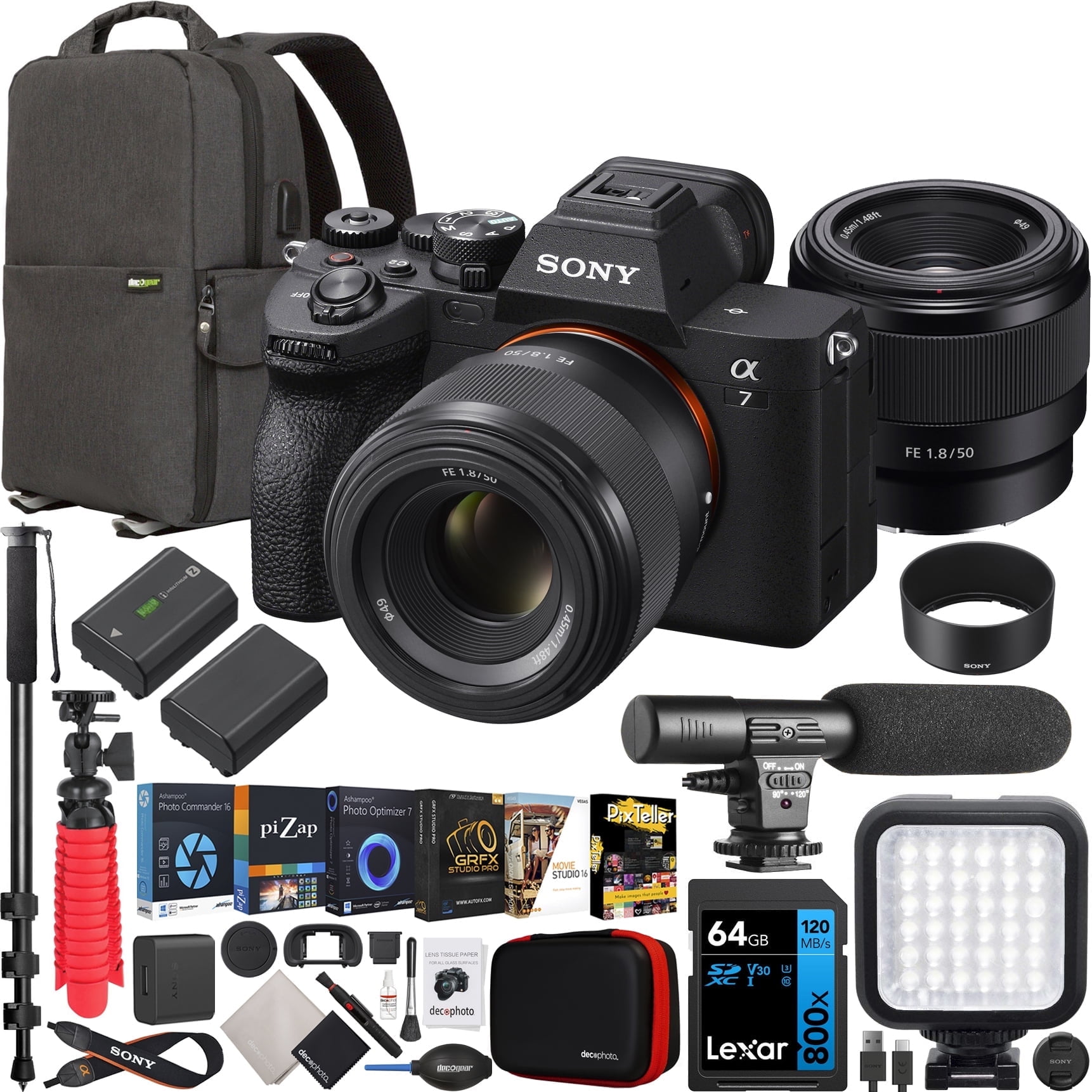 Sony Alpha a7 IV Mirrorless Camera Body with FE 50mm F1.8 Lens +