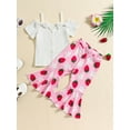 thumbnail image 3 of Aojekbee Kids Girl Summer Outfits Cold Shoulder Short Sleeves Button T-Shirt and Elastic Floral Flare Pants Cute 2 Piece Clothes, 3 of 10