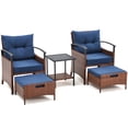 thumbnail image 2 of AVAWING 5PCS Outdoor Rattan Furniture Set, Patio Wicker Conversation Bistro Set for 2 People, Blue, 2 of 7