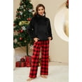 thumbnail image 4 of U2SKIIN Womens Ultra Soft Plush Plaid Pajamas Set Fluffy Loungewear Fuzzy Pjs for Women Cozy Sleepwear Warm Pullover（Black+Buffalo Plaid-Red, M）, 4 of 5