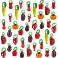 thumbnail image 1 of 70 piezas de 10 estilos de cuentas de vidrio soplado con forma de frutas y verduras: colgantes con forma de pimiento, berenjena, fresa y calabaza en 3D., 1 of 5