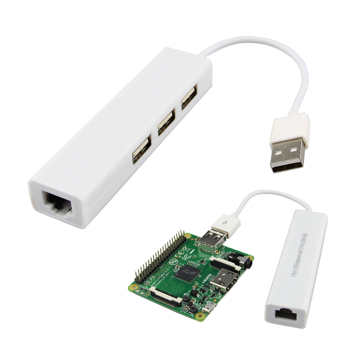 USB Network Card 1Port/ 3Port USB Hub for Raspberry Pi No driver Plug