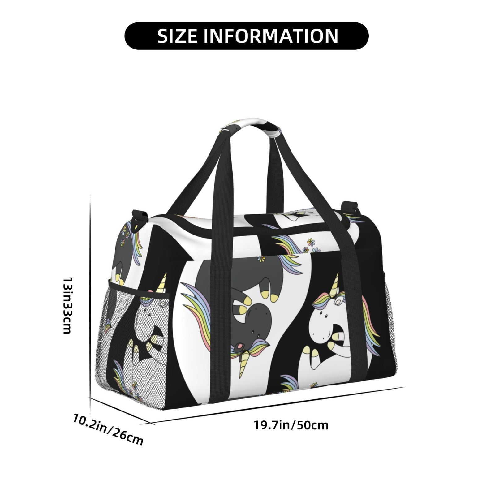 Fuzoiu Unicorn in Yoga Print Travel Duffle Bag,Carry On Tote Bags,Duffel Bag,Sport Gym Bag, Hospital Bag for Labor and Delivery, Overnight Bag,Luggage Bag