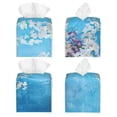 thumbnail image 2 of Naloa Hanging Orchids Floral Blue Tissue Box Cover Leather Tissue Holder Square Facial Tissue Case for Bathroom, Vanity Countertop, Tabletop, Car, 2 of 7
