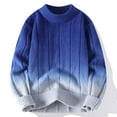 thumbnail image 2 of Mens Turtleneck Sweater Long Sleeve Knit Pullover Knit Casual Sweatshirts Gradient Color Slim Fit Basic Tops Outfit (2XL, Blue), 2 of 8