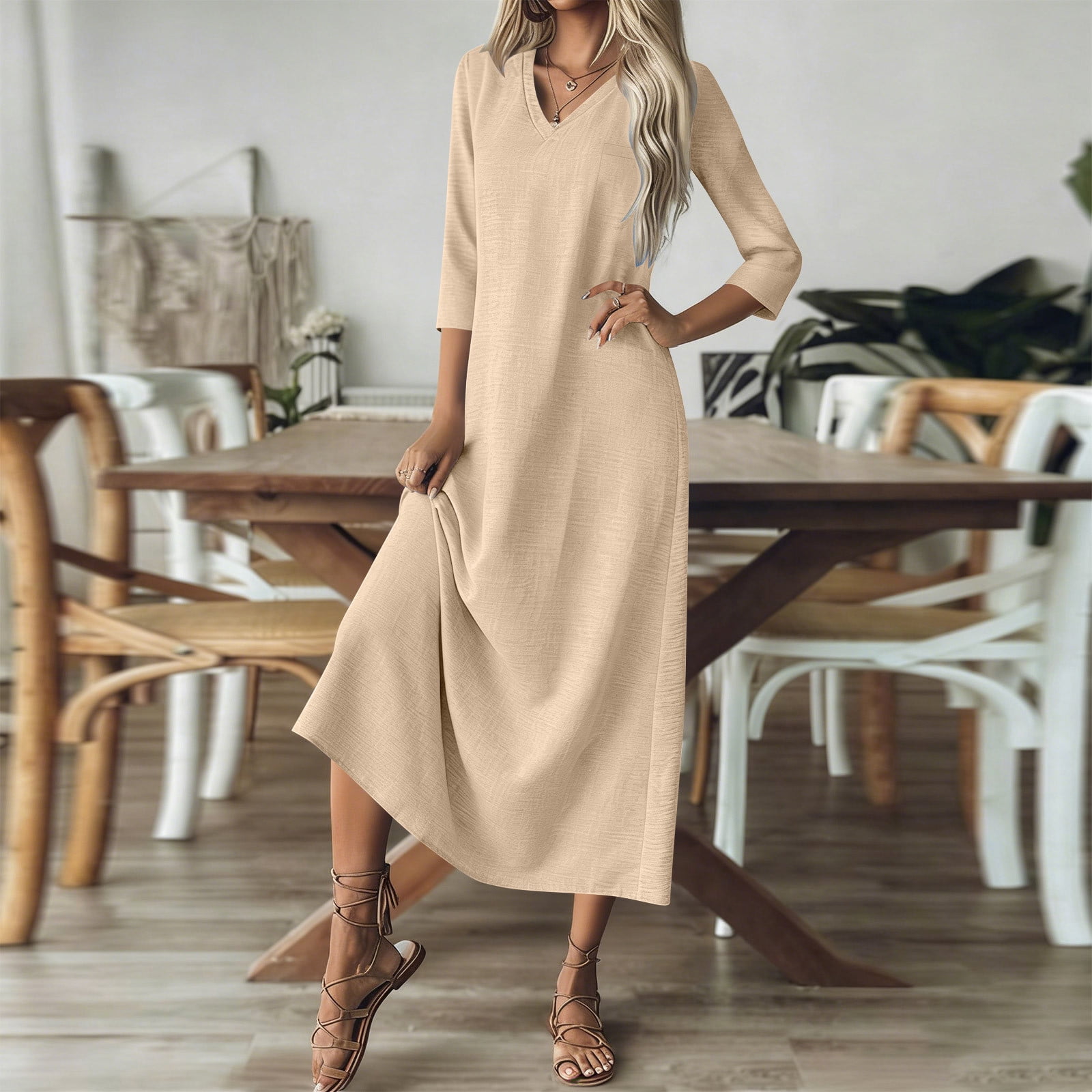 linen dress beige Arabella Cinched Waist Linen Mini Dress / Natural | MESHKI
