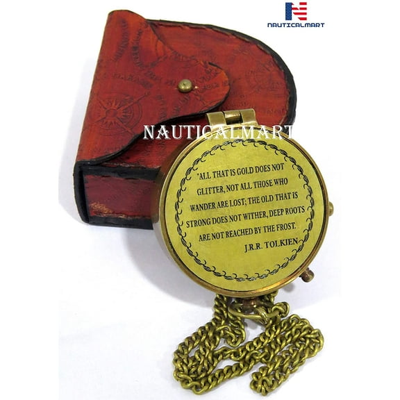 NauticalMart Brass Compass J. R. R. Tolkien Quote Engraved Compass Directional Magnetic Pocket Personalized Gift for Camping, Hiking and Touring Nautical Gift