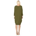 thumbnail image 3 of Women's Plus Size Round Neck Draped Side 3/4 Dolman Sleeves Dress, 3 of 4