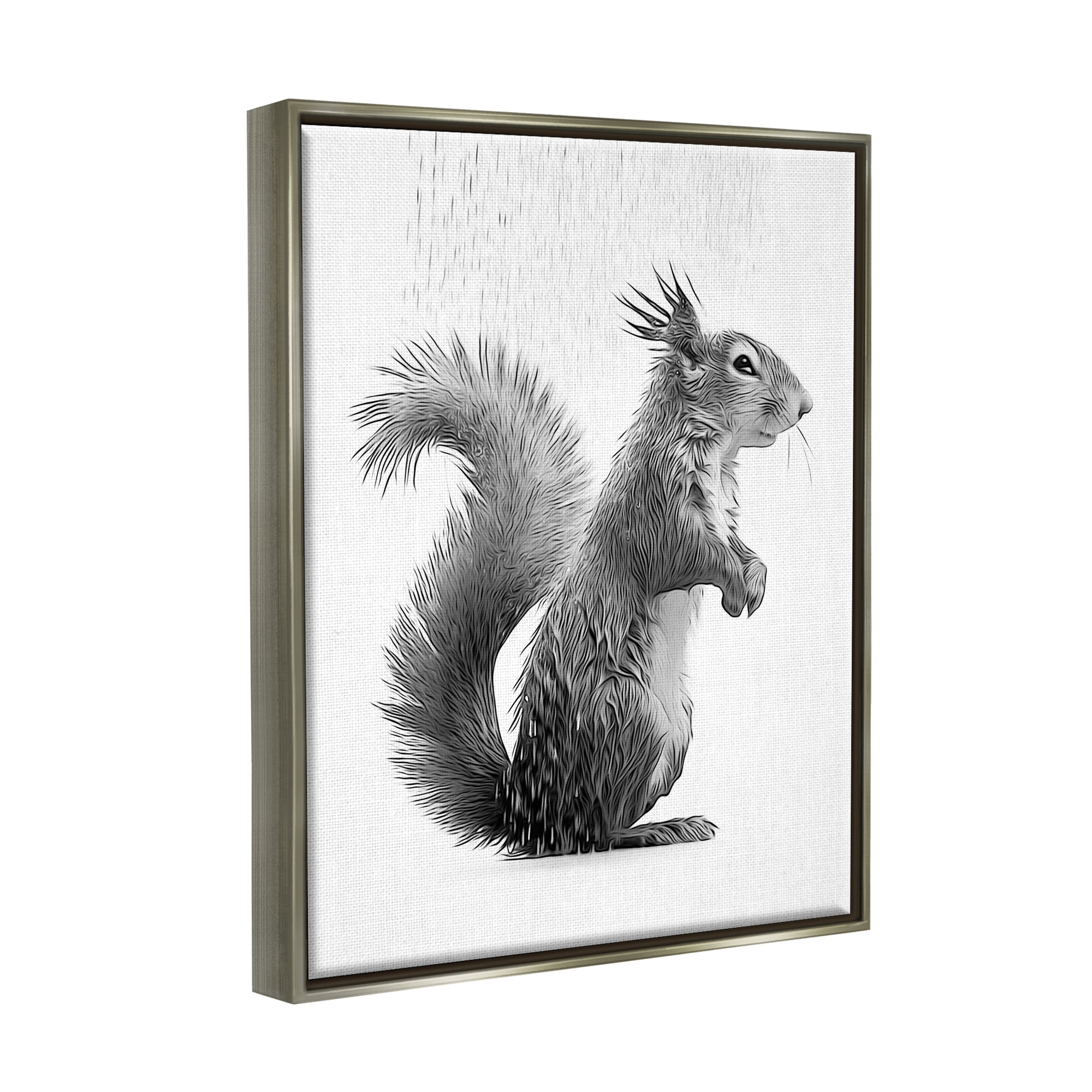 Stupell Industries Squirrel Bathroom Splash Animals & Insects Painting Gray Floater Framed Canvas Art Print Wall Art, 25 x 31