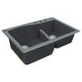 thumbnail image 7 of Transolid Aversa SilQ Granite 33-in. Drop-in Kitchen Sink with 4 BACD Faucet Holes in Grey, 7 of 7
