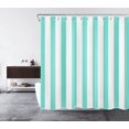 thumbnail image 3 of Teal and White Striped Fabric Shower Curtain for Bathroom with 12 Hooks, Vertical Stripe Geometric Shower Curtains for Bathroom, Modern Farmhouse Geometric Bathroom Shower Curtains, 72x72 Inch, 3 of 6