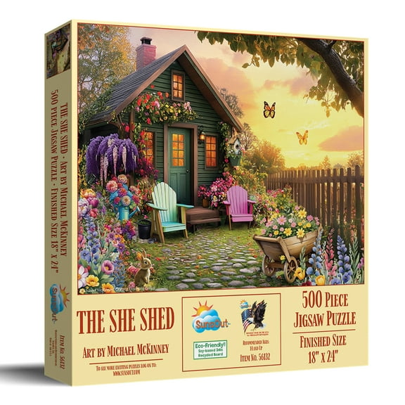 SUNSOUT INC - The She Shed - 500 pc Jigsaw Puzzle by Artist: Michael McKinney - Finished Size 18" x 24' - MPN# 56132