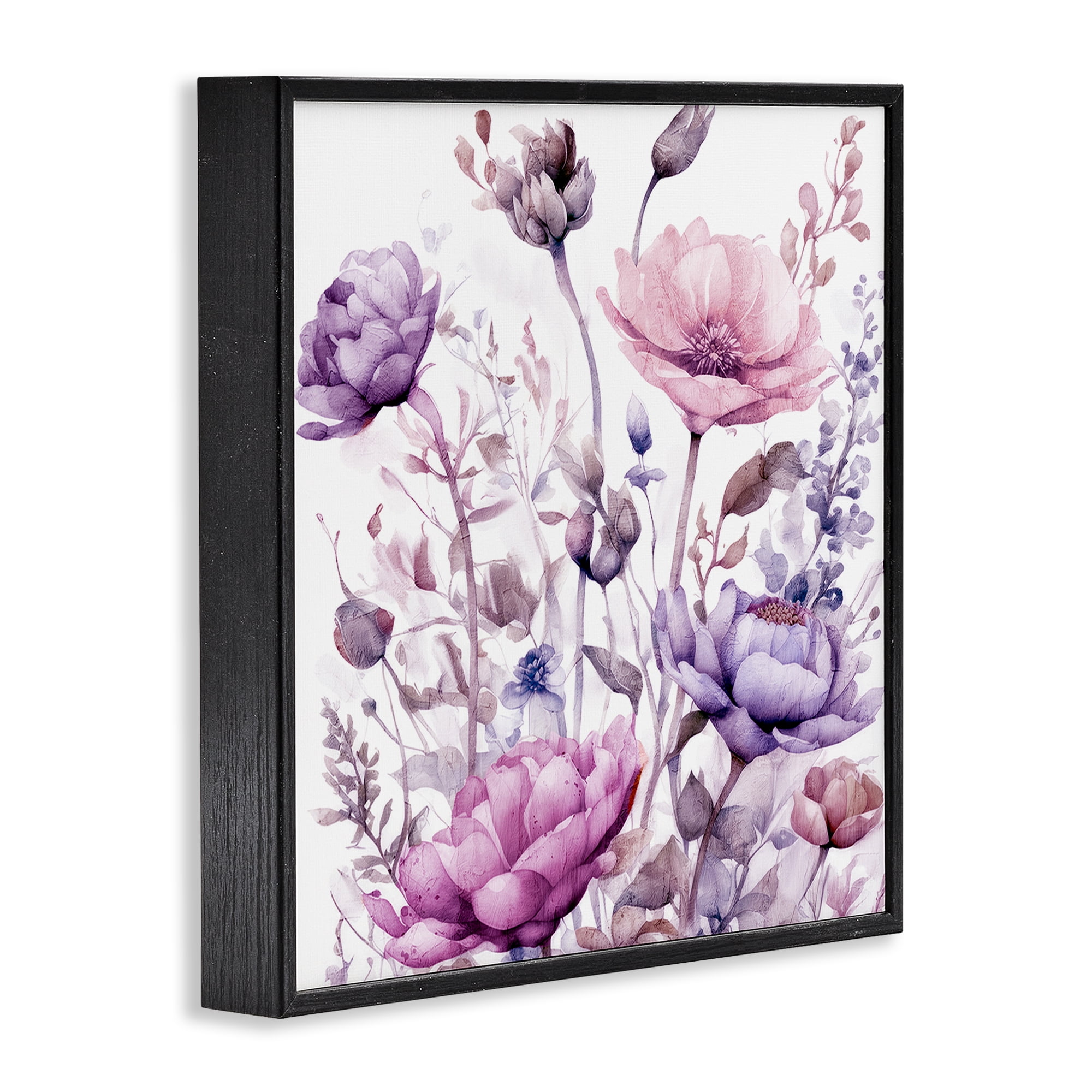 Stupell Industries Purple & Pink Florals Black Framed Giclee Art, design by Kim Lewis