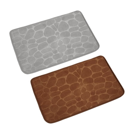 Uxcell 2pcs Bathroom Rugs 23.62 x15.74   Memory Foam Bath Mat Non-slip Water Absorbent For Shower Bathtub-Grey+Brown