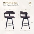 thumbnail image 3 of Joyyskill Swivel Bar Stools Set of 2, 26” Wood Counter Height Barstools with Curved Back, Mid Century Modern Linen Upholstered Bar Chairs, Black/Dark Grey, 3 of 7