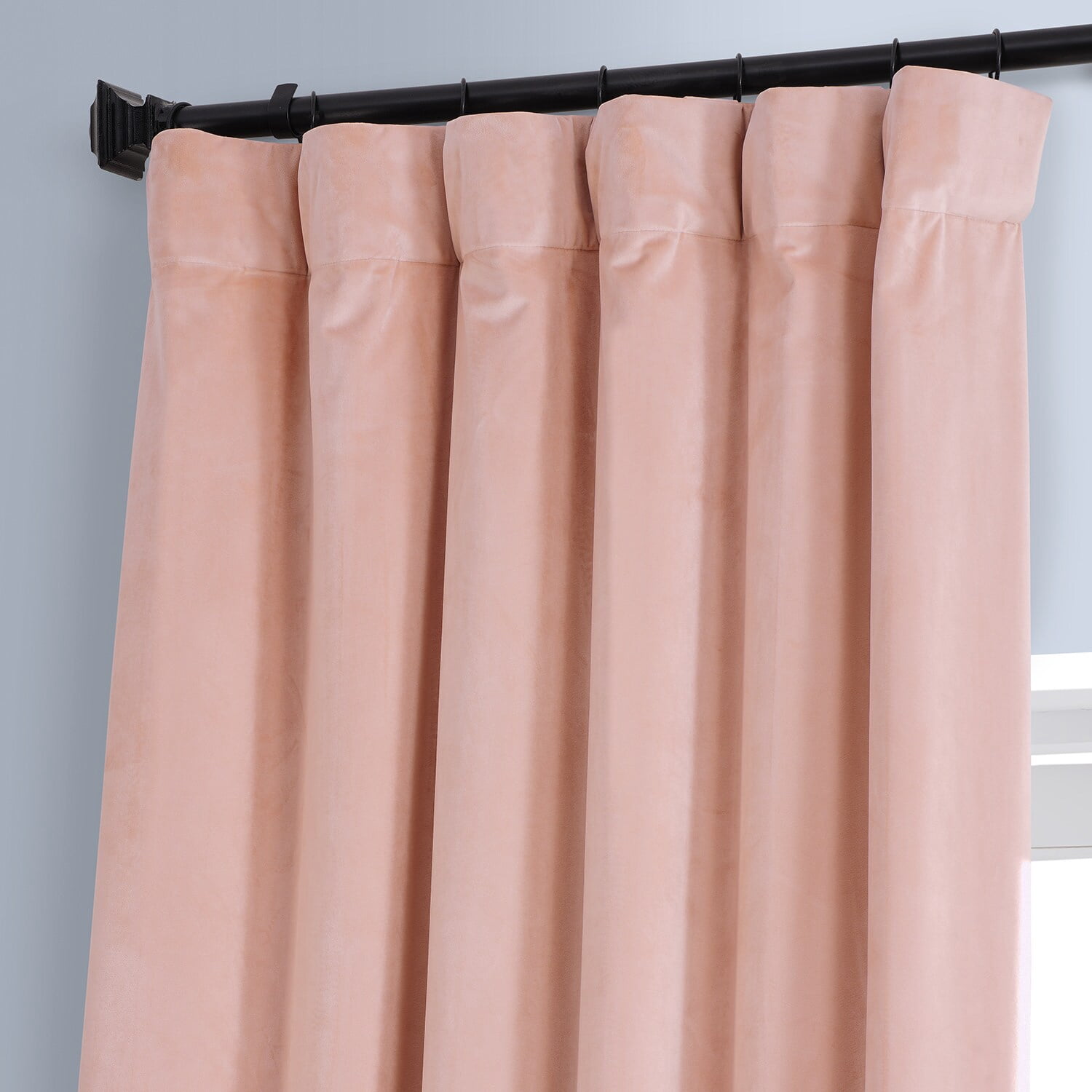 HPD Half Price Drapes Signature Apricot Blossom Plush Velvet Hotel Blackout Curtain (1 Panel), Apricot Blossom, 50W X 84L