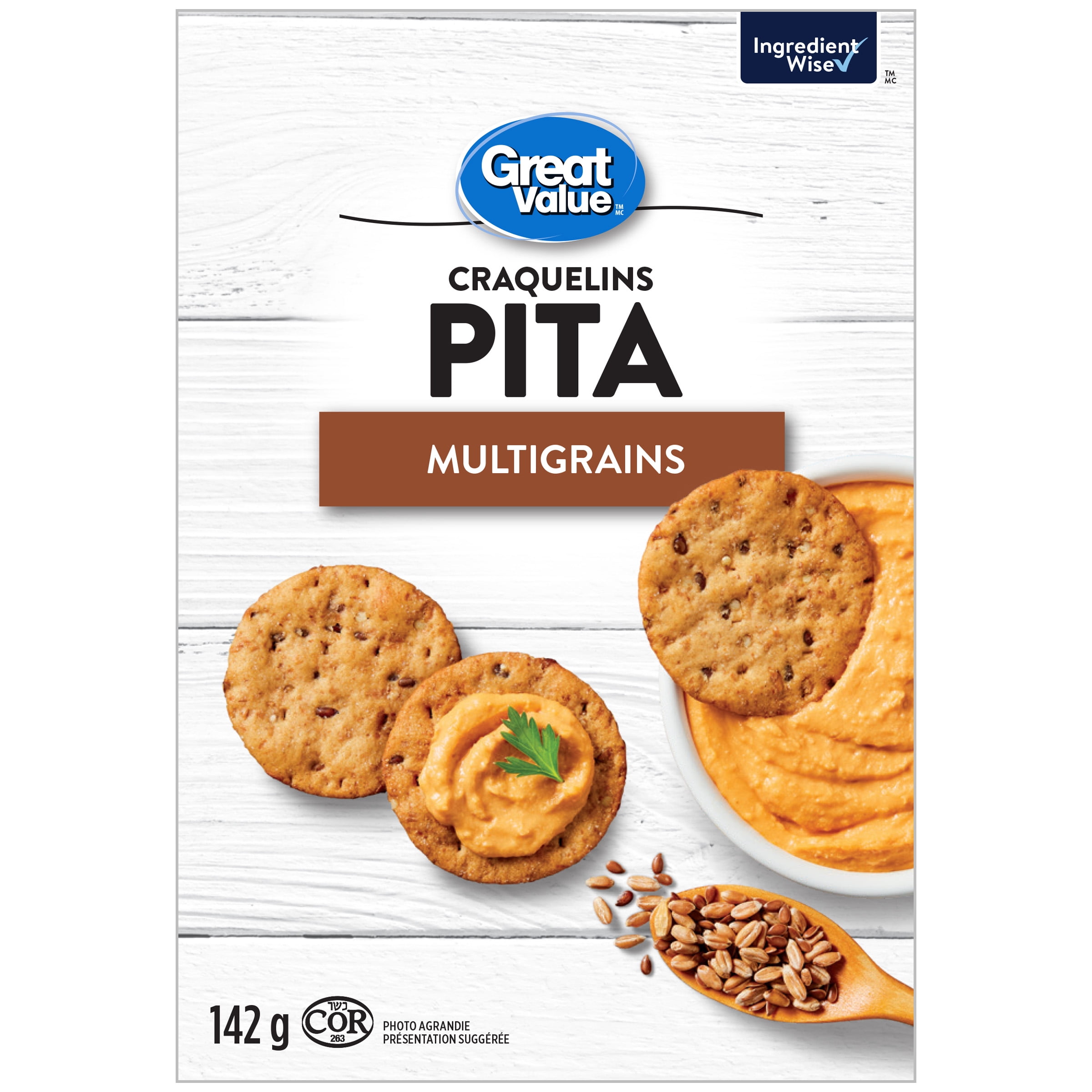 Great Value Multigrain Pita Crackers, 142 g