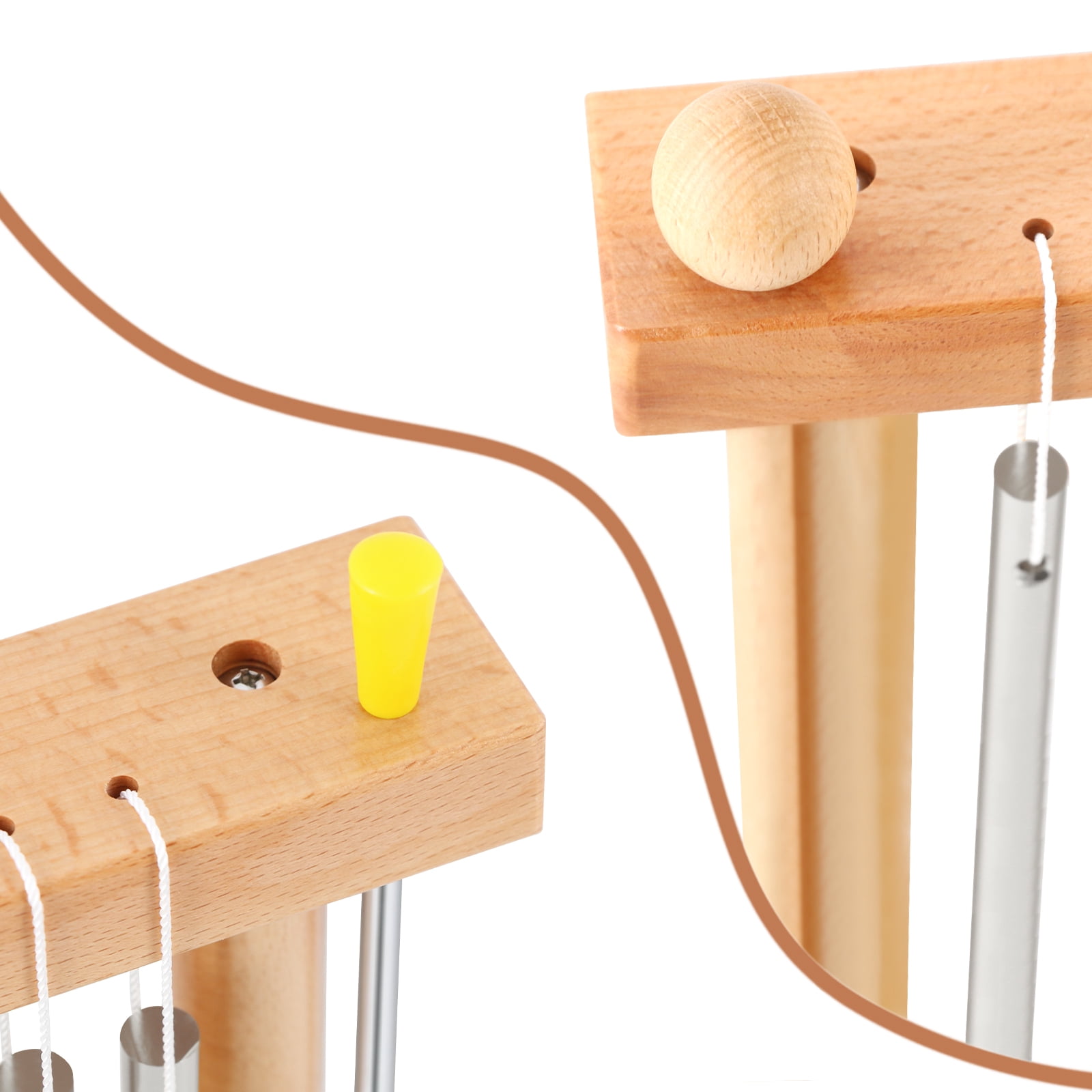 EASTROCK Wind Chime 20-Note Percussion Instrument for Stress Relief,Wood Frame with Mallet Desktop Decoration Music Chime(Silver)