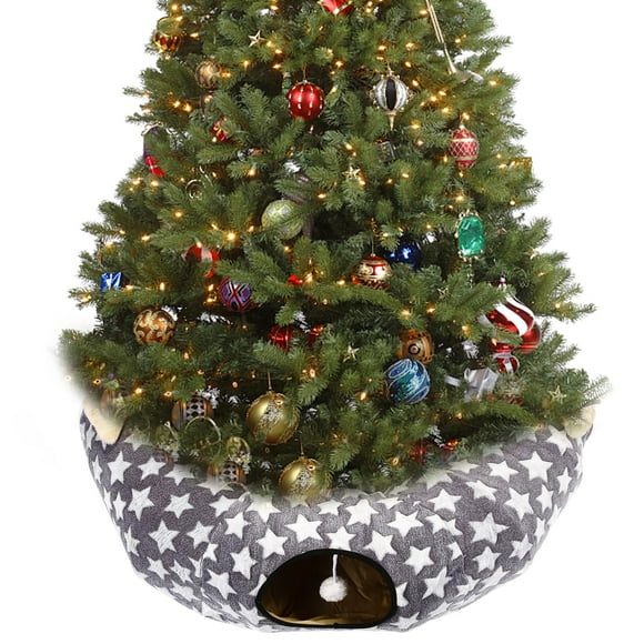 Cama túnel para gatos LUCKITTY grande debajo del árbol de Navidad gris