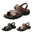 thumbnail image 6 of Walking Sandals for Men Trendy Casual Leather Comfortable Slip on Work Shoes Summer Outdoor Slides Slippers, 6 of 8