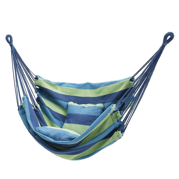Hammock Chair 300lb Weight Capacity Hanging Rope Swing Chair Portable Comfortable Hammock Seat Heavy Duty Hanging Swing Chair with 2 Cushions 2M Rope for Home Outdoor Balcony Garden Yard