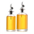 thumbnail image 3 of Inteprter 2 piezas de botella de aceite de vidrio sellada a prueba de fugas reutilizable reemplazo hogar cocina vinagre jarabe dispensador Cocina y Comedor Oro 500ml, 3 of 6