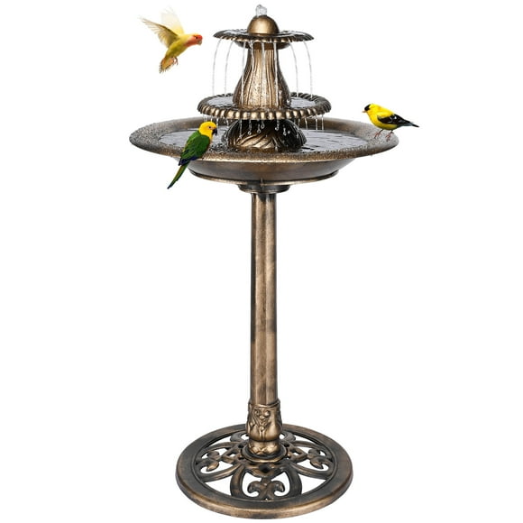 36"H Electric 3 Tiers Bird Bath Fountain, Antique Outdoor Waterfall Fountain with Built-in Fountain Pump System for Garden Decor