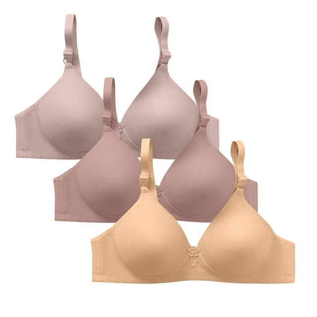 ManxiVoo Non Underwire Support Bra 3 Piece Set Plus Size Minimizer Anti Sag Comfort Fit for Daily Use XXL Size Beige