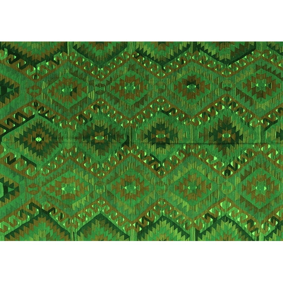 Ahgly Company Indoor Rectangle Southwestern Green Country Area Rugs, 8' x 10'