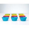 Baking Essentials 12 pc Colorful Silicone cupcake Molds/Holder GREAT