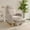 BEIGE-A(+footrest), variant on Nursery Rocking Chair,Modern Upholstered High Back Glider Armchair,Comfy Rocker with retractable footrest and Wood Base, Side Pocket Accent Chair for Living Room/ Bedroom (Teddy)WHITE