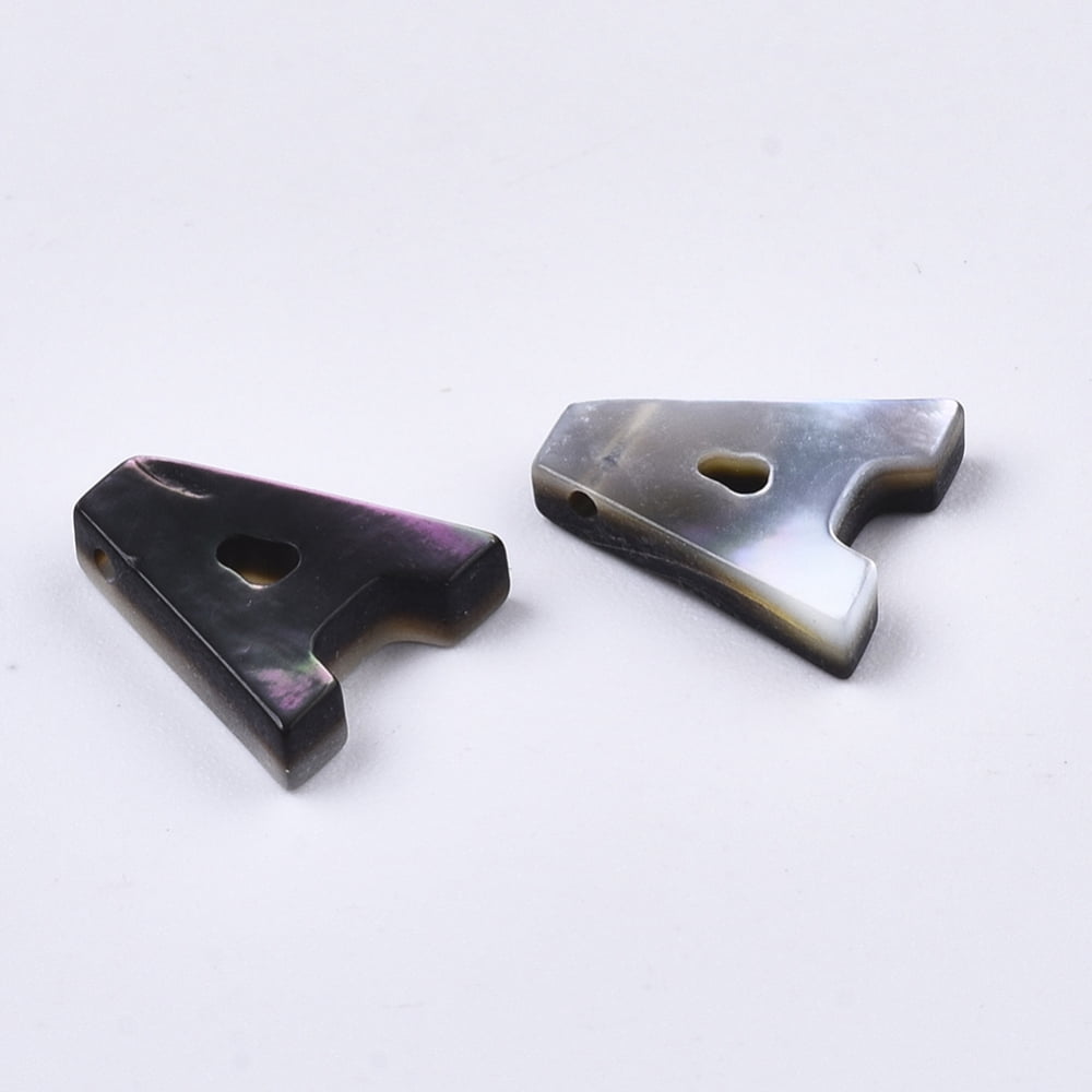 Natural Black Lip Shell Beads Top Drilled Beads Random Mixed Letters 8.5~11.5x6~11.5x2.5mm Hole: 0.6mm DIY