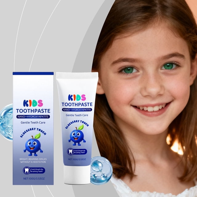 Pasta de dientes para niños pequeños, pasta de dientes con hidroxiapatita, vitaminas y xilitol, pasta de dientes natural remineralizante para niños, 100 g