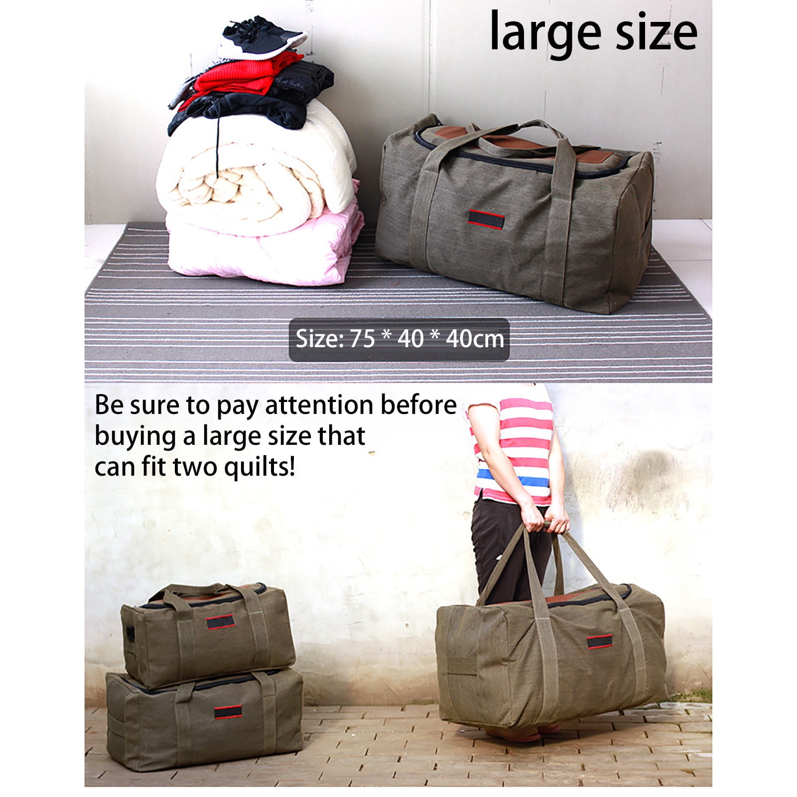 openpig Heavy-Duty Canvas Shoulder Duffle Bag - Rugged Travel Gym Gear Equipment Bag - Canvas Duffle Bag for Travel, Duffel Overnight Weekend Bag(A)