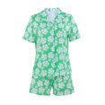 thumbnail image 4 of Women's 2 Piece Lounge Set Casual Baggy Short Sleeve Lapel Button Down Shirt and Drawstring Shorts Outfit Tracksuits Ladies Clothes, 4 of 8