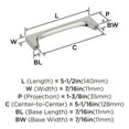 thumbnail image 5 of Amerock Merced 5-1/16 inch (128mm) Center-to-Center Polished Nickel Cabinet Pull, 5 of 6