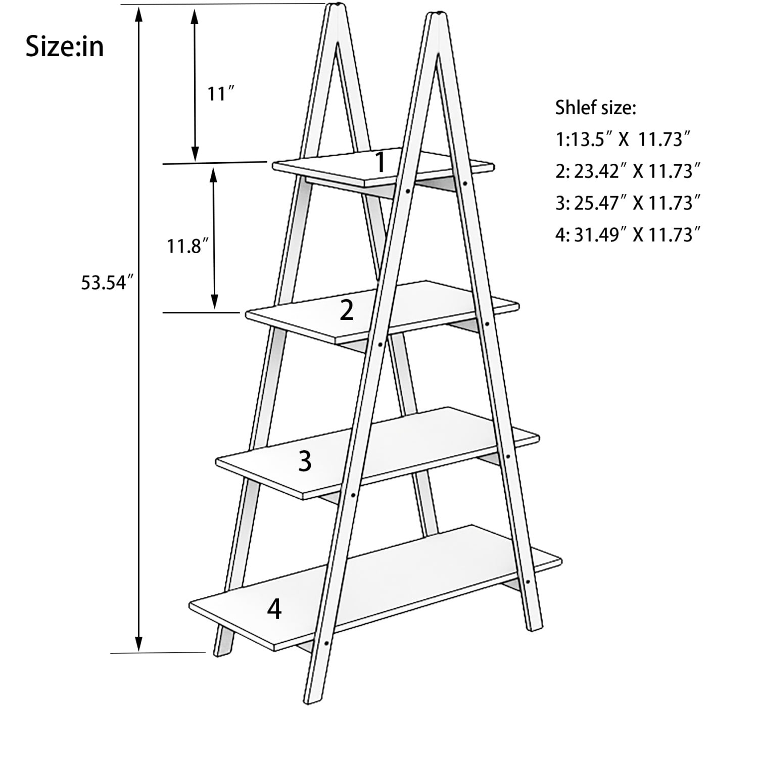 4-Tier Ladder Bookcase Multifunctional Display Shelf, Christmas Village Display Stand, Tall Ladder Shelf Storage Organizer for Living Room, Home Office