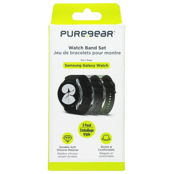 PureGear 3 Pack Silicone Watch Band Set for Samsung Galaxy Watch 6/5/4