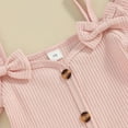 thumbnail image 6 of Odeerbi 3M-2Y Toddler Girls Summer Outfits Layette Set Bow Rib Knit Bodysuit Plaid Flared Pants with Headband Three-piece Set Jumpsuit Printed Trousers Set Toddler Girls Clothes, 6 of 7