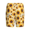 thumbnail image 7 of Daiia Brown Leaf Pattern Sunflower Mens Woven Stretch Pajama Short,Short Pajama Pants-Medium, 7 of 7