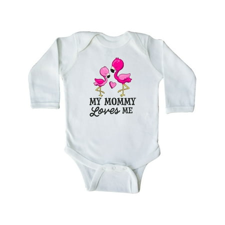 

Inktastic My Mommy Loves me with Two Flamingos Gift Baby Boy or Baby Girl Long Sleeve Bodysuit