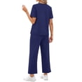 thumbnail image 3 of Fantaslook 2 Piece Sets for Women Casual Summer Travel Vacation Outfits Short Sleeve Tops Wide Leg Pants Lounge Sets, 3 of 9