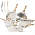 thumbnail image 2 of CAROTE Juego de ollas y sartenes antiadherentes, juegos de utensilios de cocina de inducción de granito blanco, juego de cocina antiadherente de 11 piezas con sartenes y cacerolas (libre de PFOS, PFOA, 2 of 4