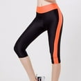 thumbnail image 3 of Short Sleeve Cropped Elastic Waist Activewear Yoga Pants, Women'S High Waist Tummy Control Yoga Workout Capris Leggings Side Pockets Orange, 3 of 4
