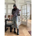 thumbnail image 4 of Vaqueros con agujeros Vintage de cintura alta para mujer, pantalones cortos vaqueros rectos de estilo hip hop americano Y2k, pantalones cortos holgados de pierna ancha lavados hasta la pantorrilla, 4 of 5