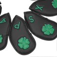 thumbnail image 4 of 10 PCS Golf Club Head Covers Four Leaf Clover Pattern PU Waterproof Delicate Golf Iron Covers Set for Most Clubs Black, 4 of 4