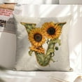 thumbnail image 4 of Monogram Letter V Summer Sunflower Pillow Covers, Floral Decorative Initial 18x18 Inch Throw Pillows for Girls Kids Home Farmhouse Last Name Pillow Case for Sofa Couch Decor, 4 of 6