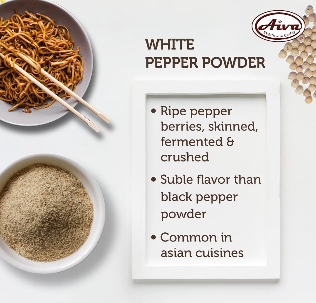 Aiva White Pepper Ground (Powder) | 14 oz (Pack of 20)